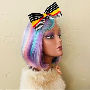 Vintage Striped Ribbon Oversized Bow Hair Clip